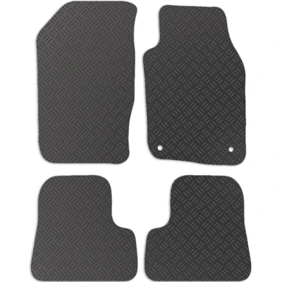 Image of Carsio Rubber Car Mats For Peugeot 206 1998 2007 2 Clips Tailored Fit Floor Mat Set Complete Accessory Black Custom Fitted All Weather &amp; Heavy Duty, Anti Slip Backing with