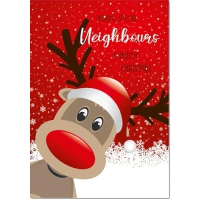 Image of doodlecards Neighbours Christmas Card Rudolph in Snow Medium Size for with Plain Envelope