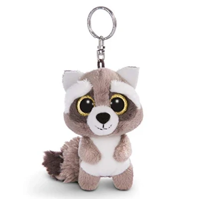 Image of Nici 45550 Glubschis Schlüsselanhänger Waschbär Clooney 9cm Keyring Racoon, Animal Print, Colour: Pink/White, 9 cm