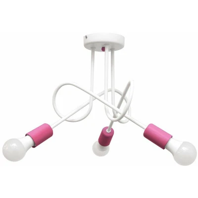 Image of Oxford Multi Arm Semi Flush Ceiling Light White, Pink 50cm