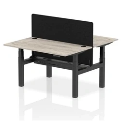 Image of Air B2B 1400x800mm Adjustable 2P Bench Desk CP Grey Oak/Black + Screen
