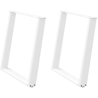 Image of vidaXL White U Shaped Dining Table Legs Adjustable Steel Furniture for Home, Office &amp; Patio 70x(72 73) cm with Easy Assembly