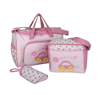 Image of Multi Function Baby Diaper Nappy Bag 4pcs Changing Set Mummy Handbag Bags Pink One Size