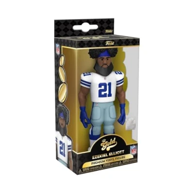 Image of Funko Gold 5&quot; NFL: Cowboys Ezekiel ElliottElliott (Home Uni) 1/6 Odds for Rare Chase Variant Collectable Vinyl Action Figure Birthday Gift Idea Official Merchandise Your Collection