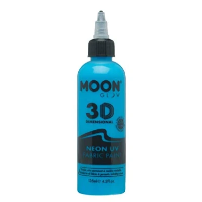 Image of Moon Glow Neon UV 3D Fabric paint 125ml Intense Blue Textile for clothes, t shirts, bags, shoes &amp; canvas