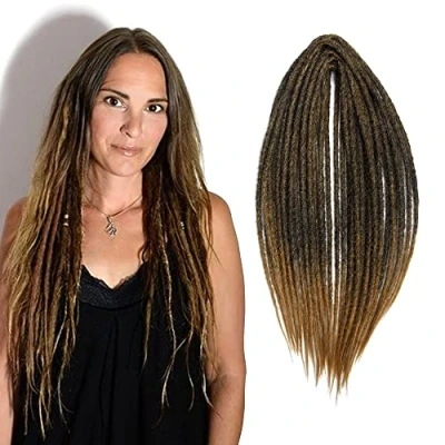 Image of 20 Inch 10 Strands/Pack Double Ended Synthetic Dreadlocks Extensions Thin 0.6cm Crochet Braided Hair Soft Dreads Reggae Hip Hop Hippie Style, MT1B/27#