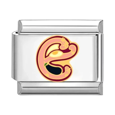 Image of Quiges 9mm Italian Style Charm Link Module Stainless Steel Colorful Alphabet Letter E for Bracelets