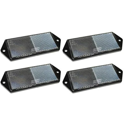 Image of 4 x Clear White Front Reflectors for Trailers, Trucks, Maypole, Square, Bracket
