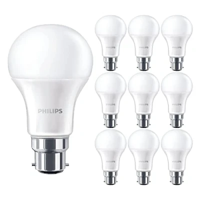 Image of Philips 10 Pack CorePro LED Frosted GLS A60 Lamp 11W (75W) B22 BC Large Bayonet Cap 2700k Warm White 1055 Lumen 15000 Hours Car Air Freshener Included 80+ CRI
