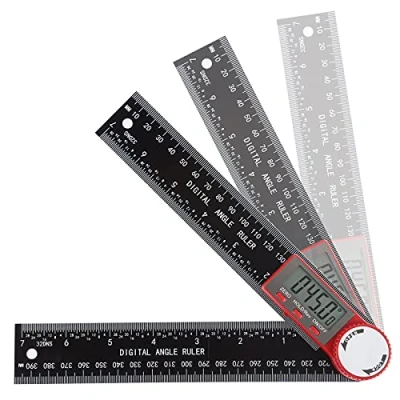 Image of Digital Angle Finder Ruler, 7 Inch/200mm Protractor Measure Tool 360 Inclinometer Goniometer with LCD Display for Woodworking Construction Repairing (Red)