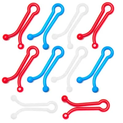 Image of 50 food bag Clips 5.5cm long. Made in UK for Caraselle. Ideal preservation such as bread bags, pasta, crisps, sugar. Dishwasher, fridge and freezer safe. Easy &amp; quick to seal a