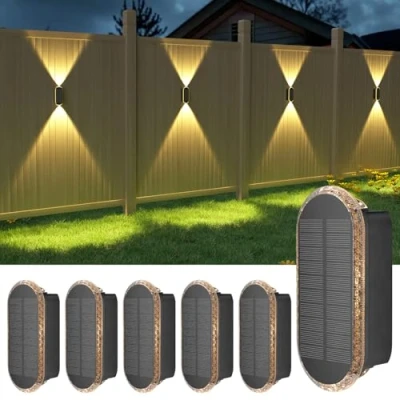 Image of ELLASAY Solar Fence Lights Outdoor Garden,3000K/4000K/6500K 3 Modes Brighter Garden Powered Waterproof IP67,Solar Wall for Patio/Backyard/Porch/Pool Decorations,6PK