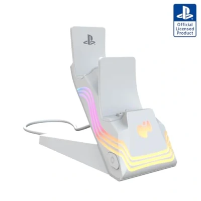Image of PDP PS5 AFTERGLOW WAVE DUAL CHARGER White