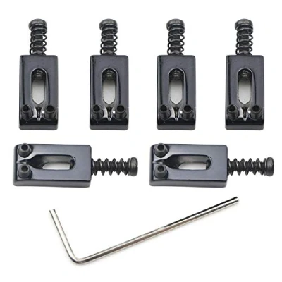 Image of Unxuey Guitar Bridge Saddles, 6 pcs Black Electric Tele Tremolo Saddles for Fender Strat Stratocaster Replacement