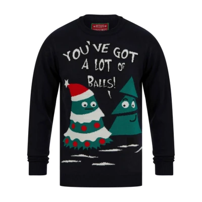 Image of Tokyo Laundry Men&#039;s Lot of Balls Motif Novelty Christmas Jumper Ink S