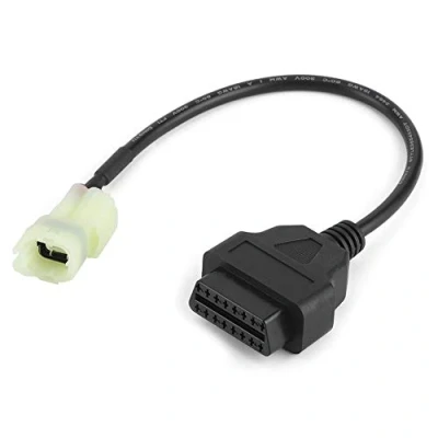 Image of Qiilu Motorcycle 4 Pin Diagnostic Cable, OBD2 to Adapter Cable Fault Detection Parts Fit for Honda Motorbikes or Similar