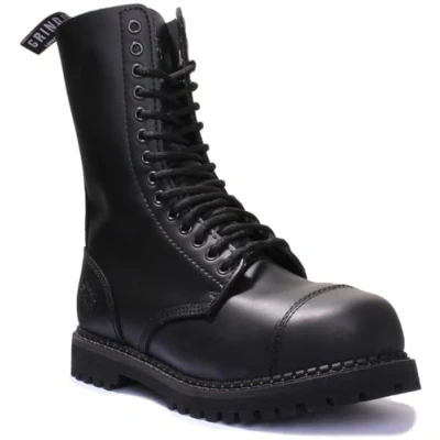 Image of Herald 14 Eyelet Unisex Mid Calf Biker Steel Toe Boots
