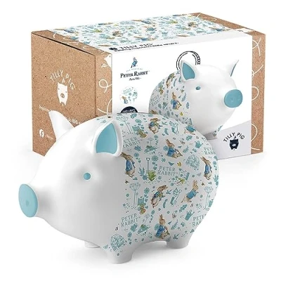 Image of Tilly Pig Ceramic Kids Piggy Bank Beatrix Potter Peter Rabbit Girls Boys Money Box