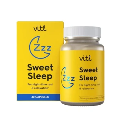 Image of VITL Sweet Sleep Supplement 30 Vegan Capsules A Blend of Vitamins, Minerals, Plant Extracts &amp; Amino Acids to Promote More Restful Lemon Balm, Cherry Extract, Vitamin B6, Zinc Magnesium