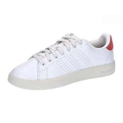 Image of adidas Men&#039;s Advantage Premium Leather Shoes, core White/core White/Bright red, 3.5 UK