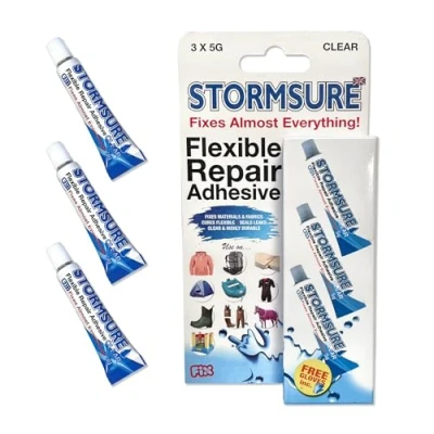 Image of Stormsure Flexible Repair Adhesive: 3 x 5g Clear Glue Essential for Hot Tub Patching and Sealant