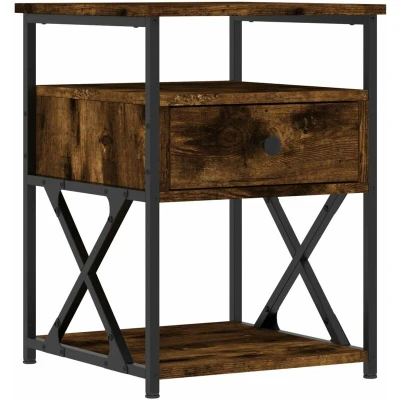 Image of vidaXL Bedside Cabinet Smoked Oak 40x42x55 cm Engineered Wood