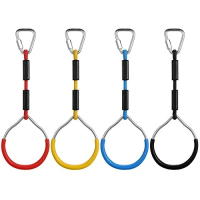 Image of Kids Gymnastic Rings Backyard Playground Play Sets for Obstacle Ring, Monkey Climbing Ring Training (4 PCS) Multicolour