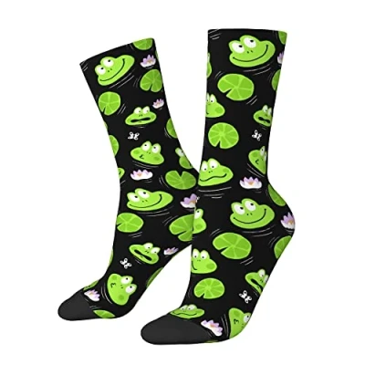 Image of XVBCDFG Frogs Socks,Cute Green Socks for Men/Women Novelty Crew Funny Crazy Gift Tube