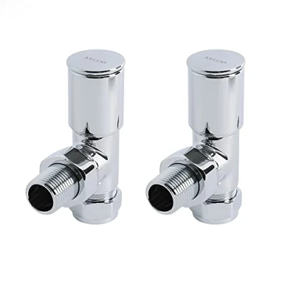 Image of Milano Modern Pair of Angled Chrome Heated Towel Rail Radiator Valves