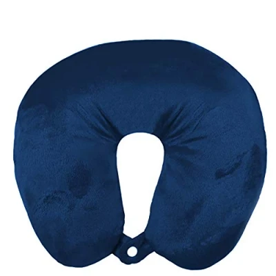 Image of Large Micro Bead Travel Neck Pillow Aeroplane CAR Soft Velvet Cushion (Blue)
