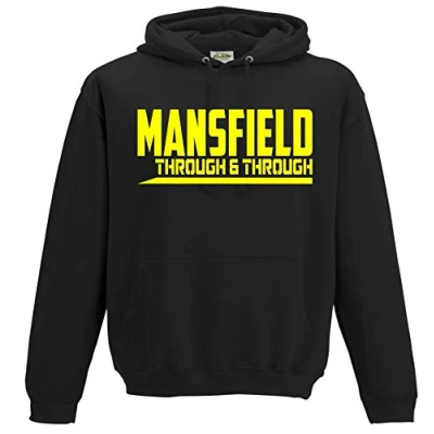 Image of FootballApparelGifts Mansfield Town Through and Premium Hoodie Gift Mens Present (Small) Black