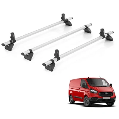 Image of Rhino KammBar 3 Bar Roof Rack with 4 Load Stops for Ford Transit Custom (2013 ) [Std Roof]