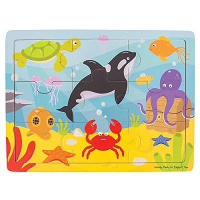 Image of Bigjigs Toys Wooden Educational Tray Puzzle (Underwater) Chunky Wood Jigsaw