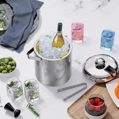 Image of Sailnovo AM004189 1129 8 Stainless Steel Ice Bucket for Parties with Lid