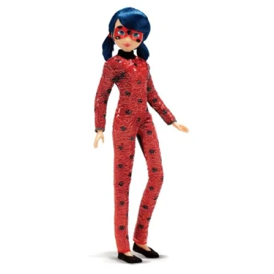 Image of Miraculous Sequin Fashion Flip Marinette To Ladybug Doll 26cm Articulated Toy With Mask Bandai Reversible Dolls Tales Of &amp; Cat Noir Toys