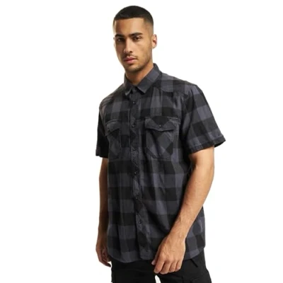 Image of Brandit Checkshirthalfsleeve Shirt, Men&#039;s, Size: XL, Blackgrey