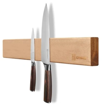 Image of KEEMAKE Magnetic Knife Rack 16 inch/41cm, Holder for Wall Acacia Wood, Powerful Neodymium Kitchen Strip Block