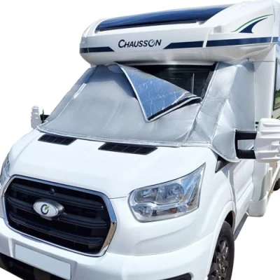 Image of Marvix External Thermal Silver Screen Cover for Ford Transit 2015 2024 Campervan Motorhome MK8 &amp; MK9 Windscreen Cab Insulation Blackout Blind