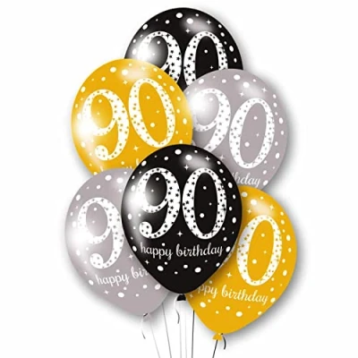 Image of Adult Gold Celebration 90th Latex Balloons