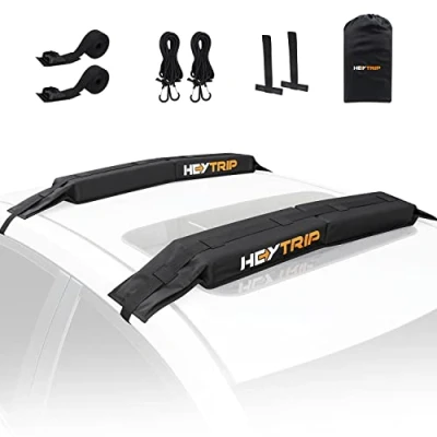 Image of HEYTRIP Universal Soft Roof Rack Pads for Kayak/Surfboard/SUP/Canoe with 15FT Tie Down Straps and Storage Bag