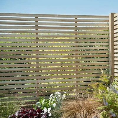 Image of Forest 6&#039; x 5&#039; Pressure Treated Contemporary Slatted Fence Panel (1.8m 1.5m)
