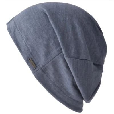 Image of CHARM Linen Mens Summer Beanie Womens Slouchy Lightweight Knit Hat Cap Made in Japan Navy