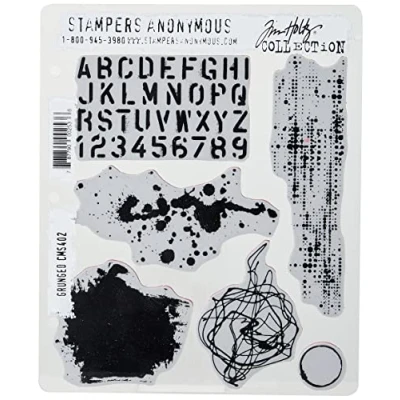 Image of Tim Holtz Stampers Anon Cling RBBR Stamp Set Grunged, One Size