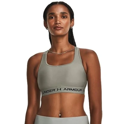 Image of Under Armour Womens Medium Support Crossback Sports Bra Top Grove Green XS