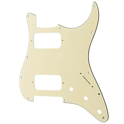 Image of Musiclily Pro 11 Holes Round Corner HH Strat Pickguard 2 Humbuckers for American/Mexican Fender Standard Stratocaster Electric Guitar, 3Ply Cream