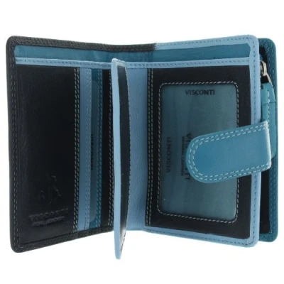 Image of Visconti Leather Rainbow Collection Bali Purse RFID Blocking RB40 Blue Multi