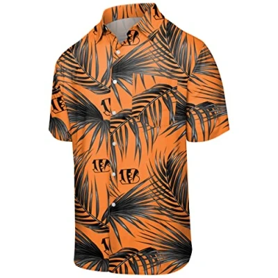 Image of FOCO Cincinnati Bengals NFL Mens Hawaiian Button Up Shirt L