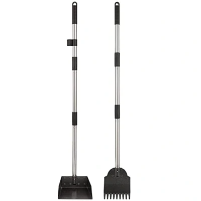 Image of Yangbaga XL Dog Pooper Scooper, Adjustable Handle Bin with Rake Waste Removal Scoop Upgraded Pet Poop Tray and Set for Large Medium Small Dog…