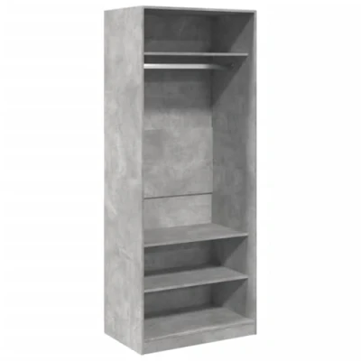Image of vidaXL Concrete Grey Wardrobe/Closet 80x50x200 cm Engineered Wood, Modern Bedroom/Entryway Storage, Compact Armoire with Drawers