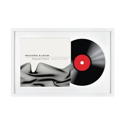 Image of MCS 16.5x25 Inch Double Groove Record Album Frame, White, wood, 16.5 x 25 in